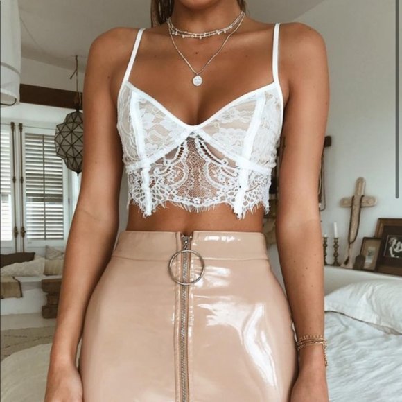 Tiger Mist Tops Tiger Mist Emery White Lace Bustier Crop Top Poshmark